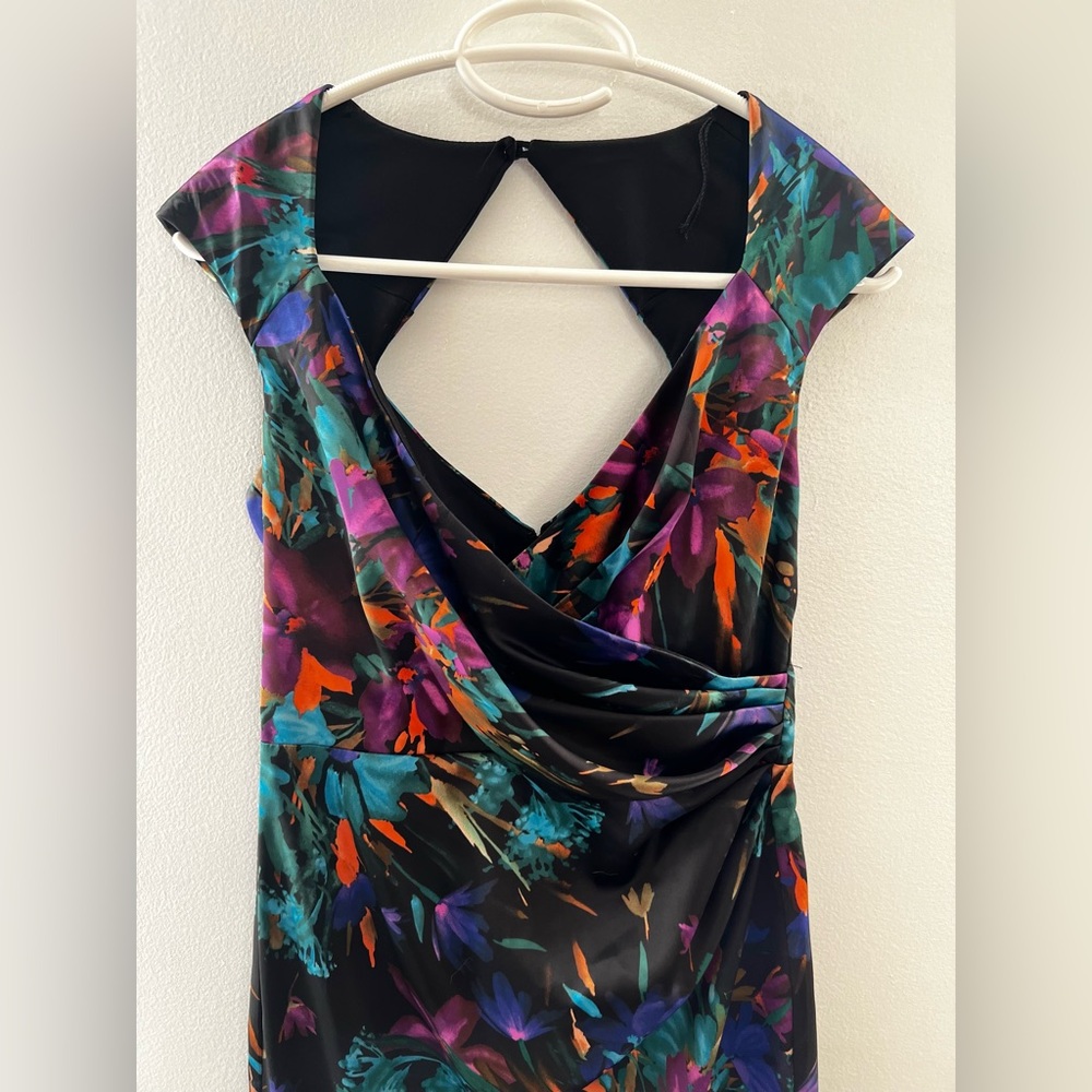 London Style Night Casual Black Dress with Floral Print - Picture 4 of 17
